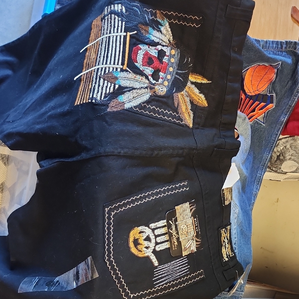 Trendy Black Embroidered Men's Jeans